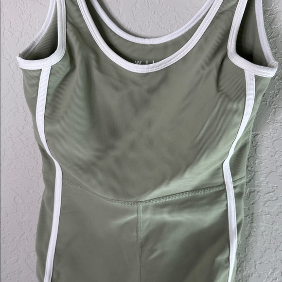 WILO Melbourne Australia Ribbed Athletic Romper Bodysuit Sage Green Size S - Picture 5 of 6